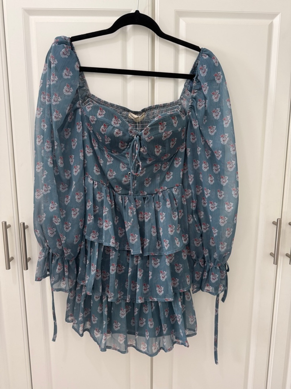 Goodnight Macaroon Blue Floral Tiered Dress